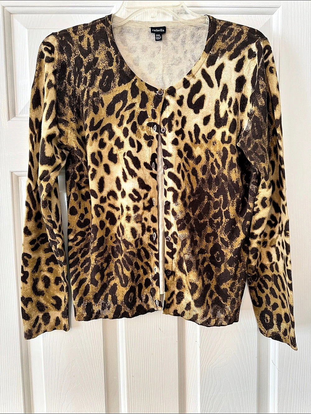 rafaella Leopard Print Cotton Cardigan Size P/L